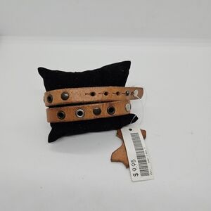 NWT H&M brown leather wrap bracelet with studs